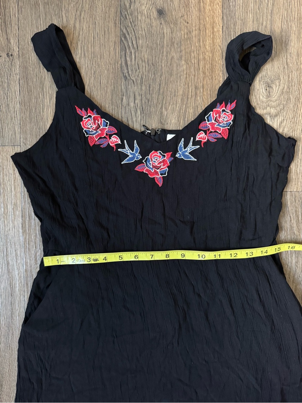 IDYLLWIND Embroidered V-Neck Black Fringe Hem Dress Country Rodeo Women’s L - Picture 4 of 11